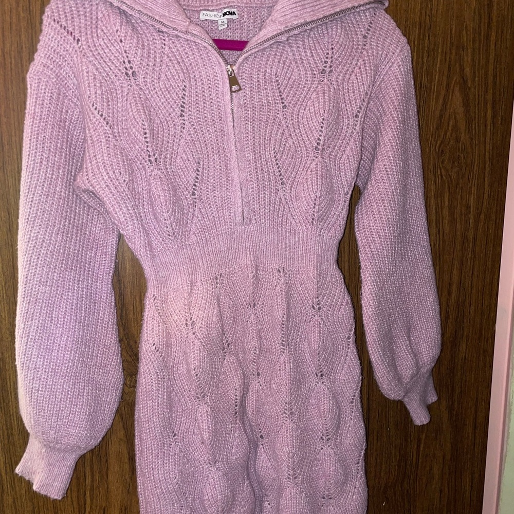 Fashion Nova Lilac Knit Mini Dress